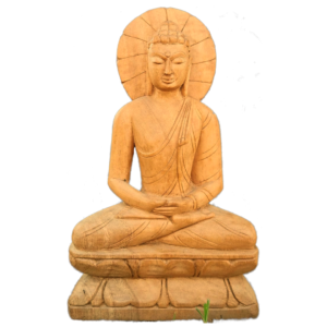 Buddha Statue Meditation Mudra With Chakra (Showpiece, Home Decoration, Gifting Items, Wooden Handmade)