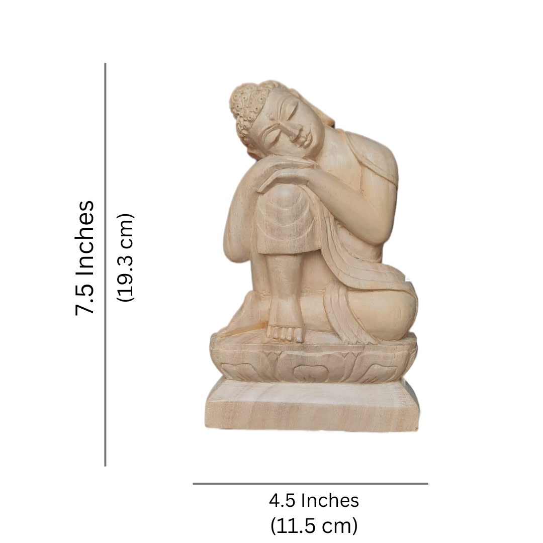 Buddha Statue Thinking Mudra (Showpiece, Home Decoration, Gifting Items, Wooden Handmade) - Image 2