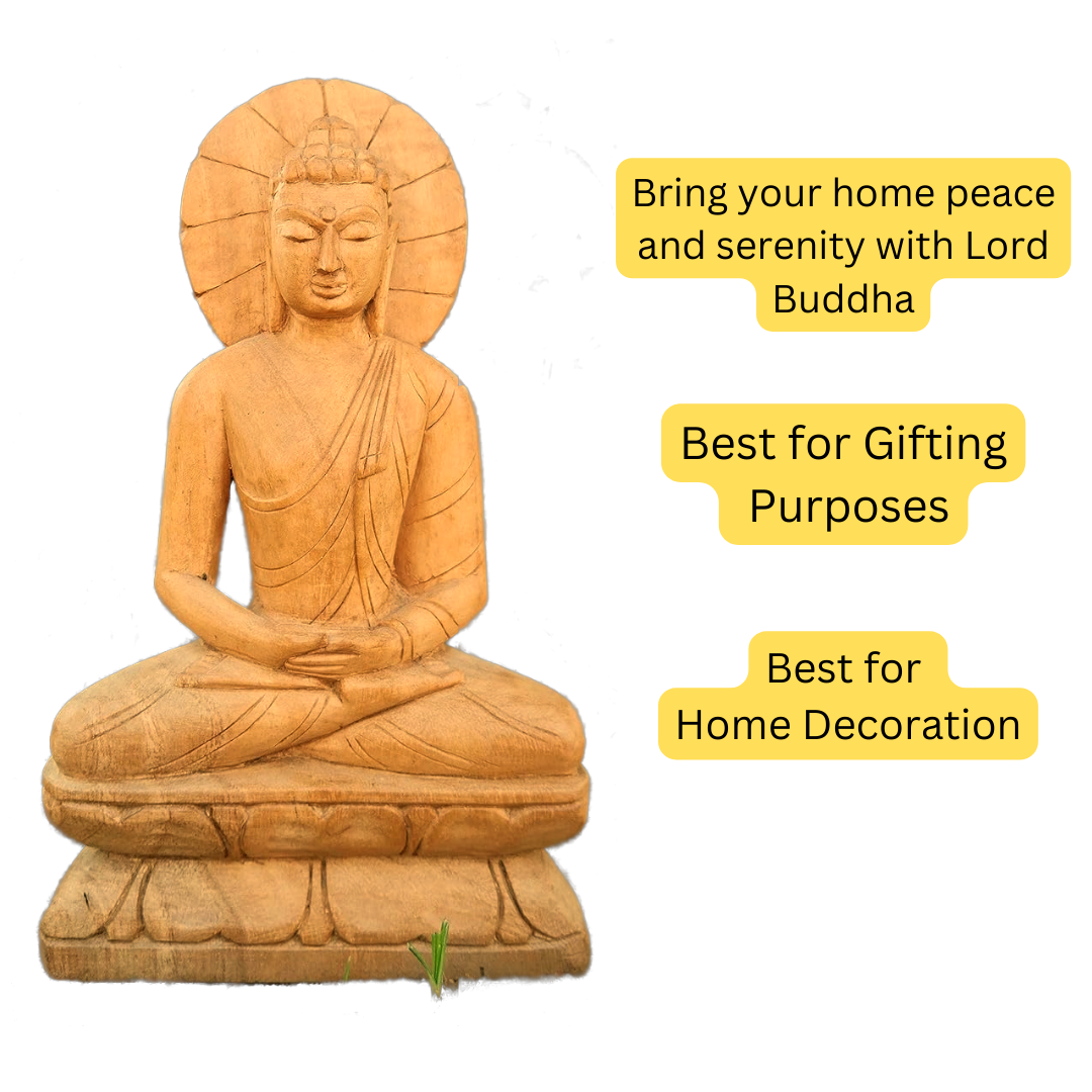 Buddha Statue Meditation Mudra With Chakra (Showpiece, Home Decoration, Gifting Items, Wooden Handmade) - Image 4