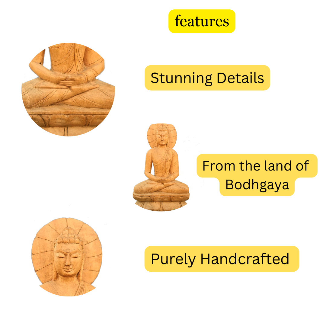 Buddha Statue Meditation Mudra With Chakra (Showpiece, Home Decoration, Gifting Items, Wooden Handmade) - Image 3