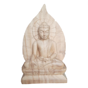 Buddha statue Meditation Mudra in Peepal Leaf Carving (Showpiece, Home Decoration, Gifting Items, Wooden Handmade)