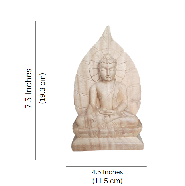 Buddha statue Meditation Mudra in Peepal Leaf Carving (Showpiece, Home Decoration, Gifting Items, Wooden Handmade) - Image 2