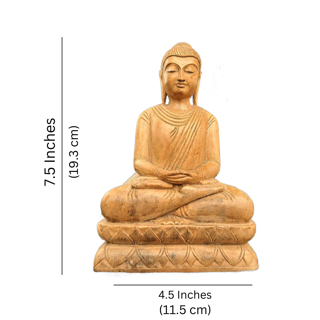 Buddha Statue Meditation Mudra (Showpiece, Home Decoration, Gifting Items, Wooden Handmade) - Image 2