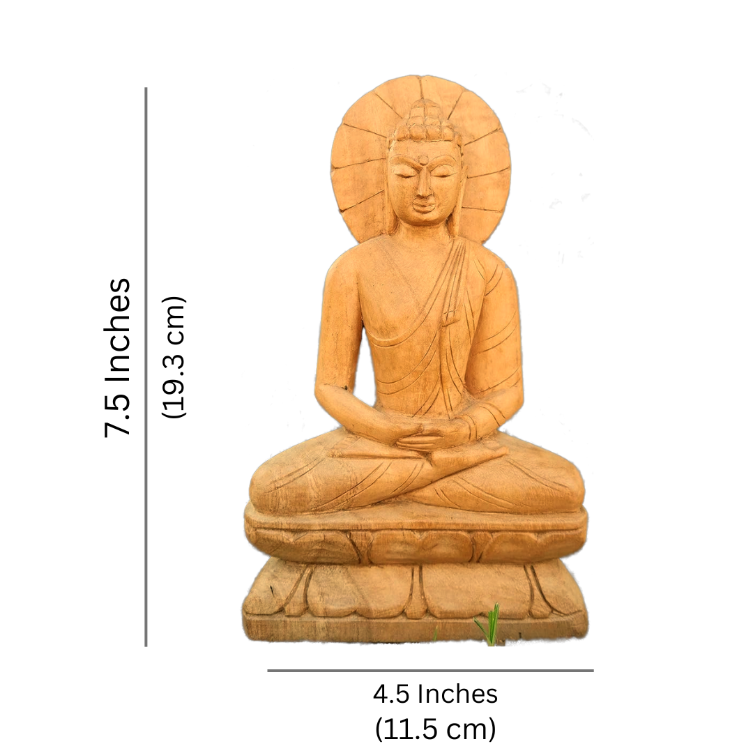 Buddha Statue Meditation Mudra With Chakra (Showpiece, Home Decoration, Gifting Items, Wooden Handmade) - Image 2